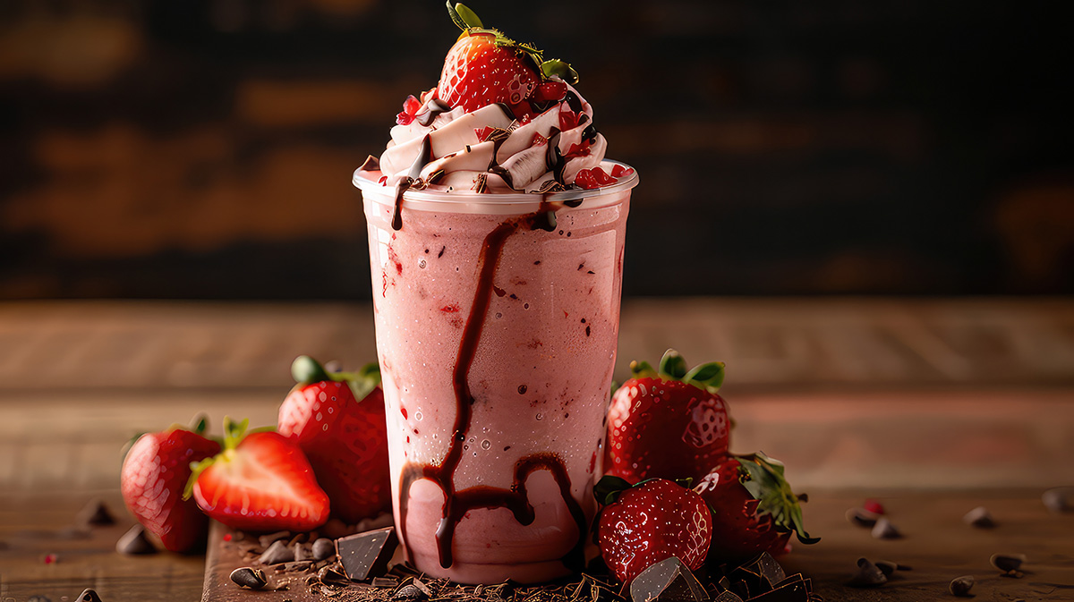 Smoothie with strawberries and dark chocolate