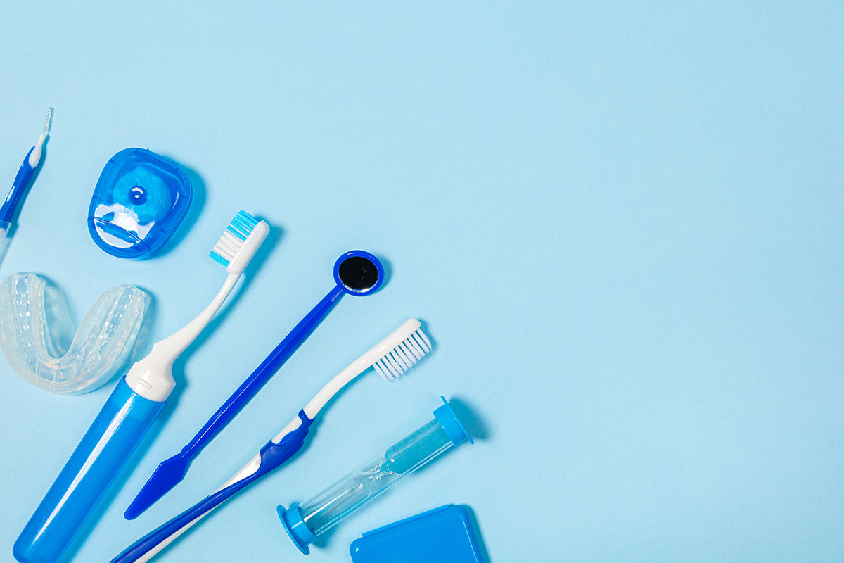 Braces care kit with dental hygiene tools for school
